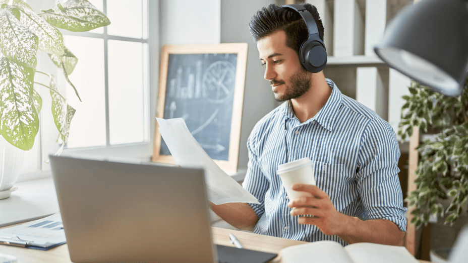 man working on laptop
