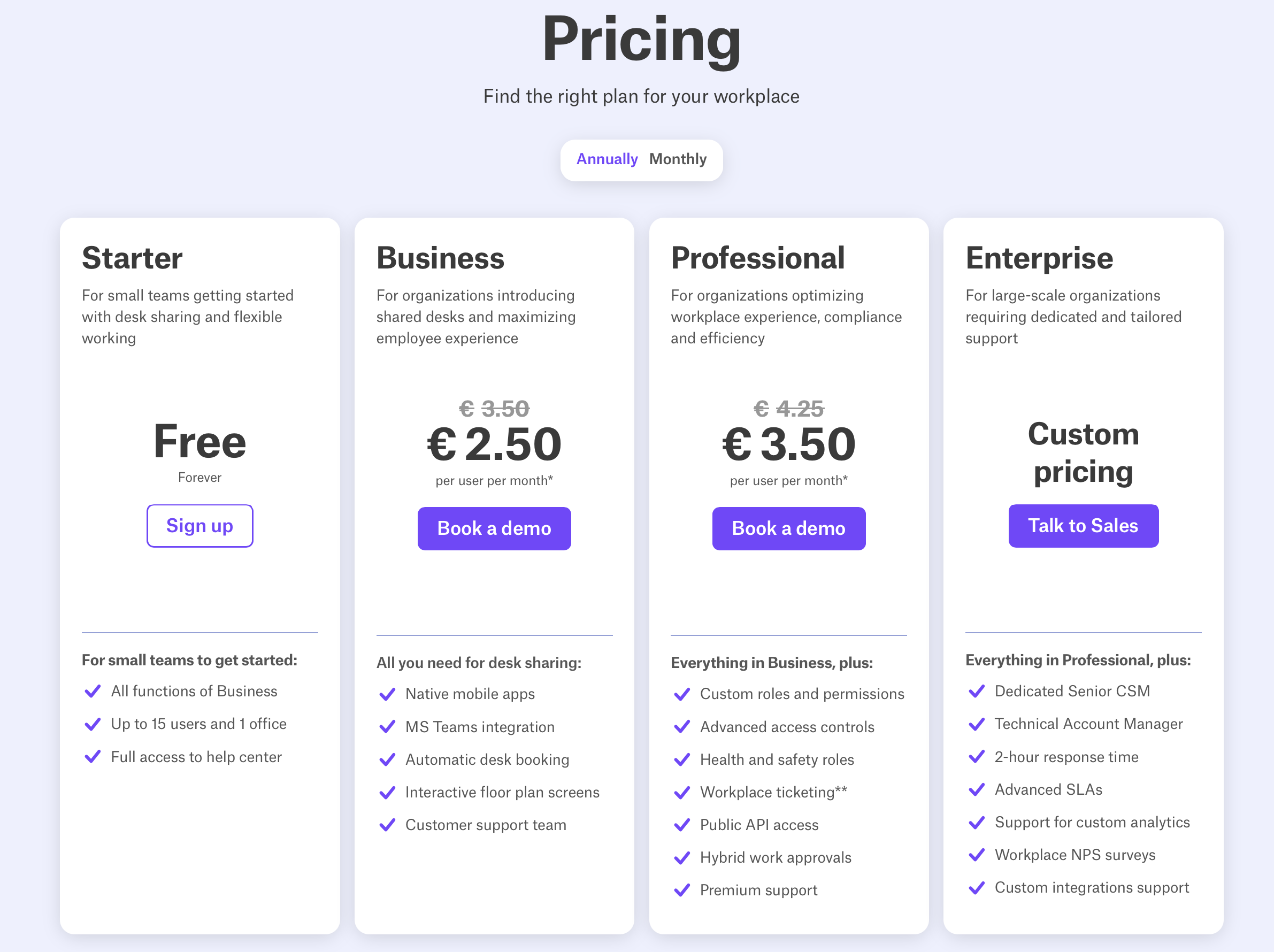 deskbird pricing