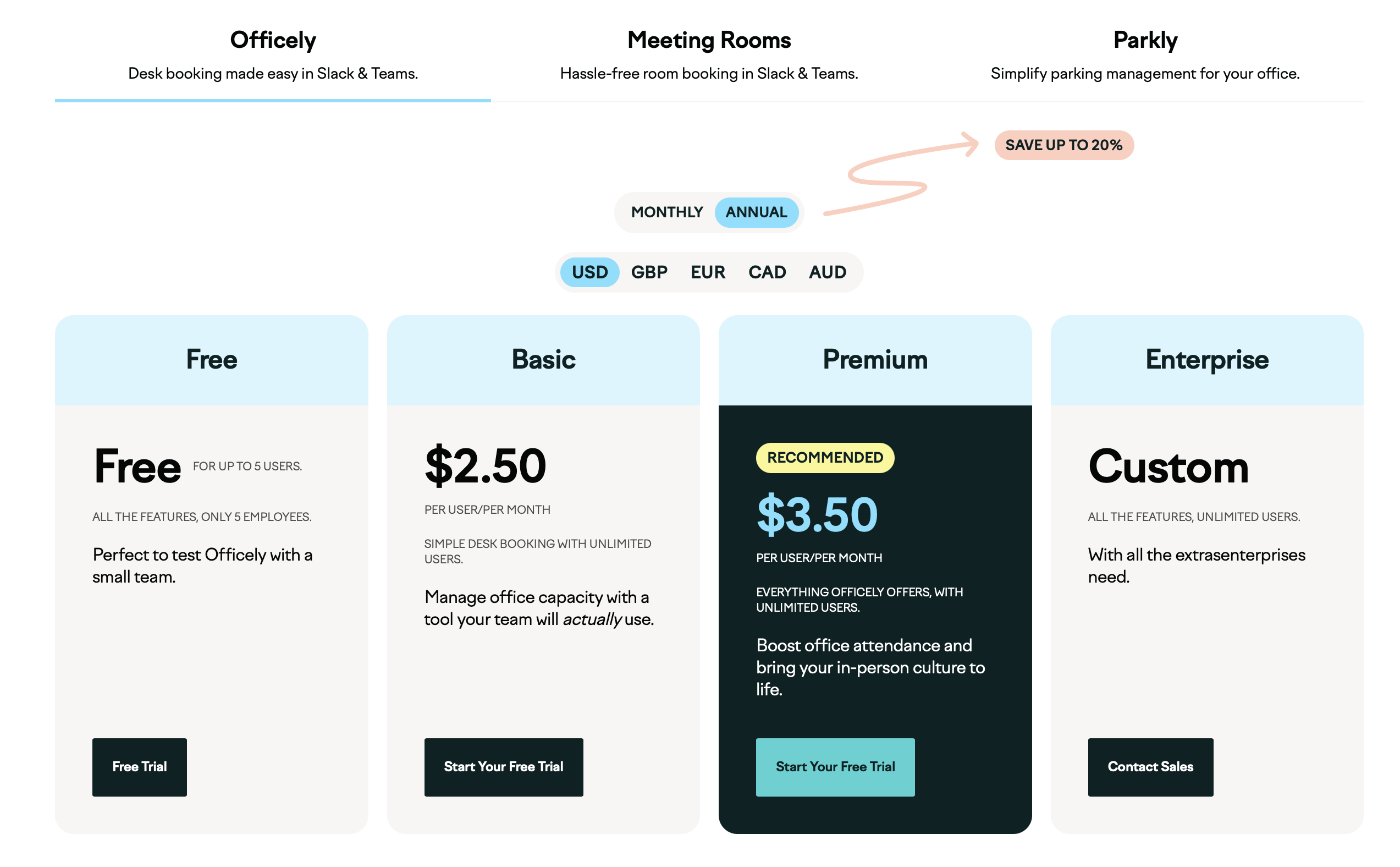 officely desk booking pricing
