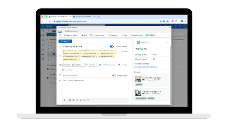 yarooms outlook add-in